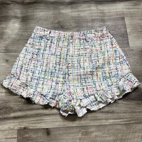 Majorelle Bustier Tweed Knit Ruffle Shorts Multicolor Women’s Size S